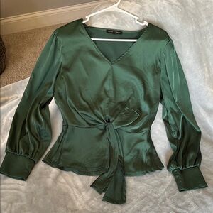 Forest Green Satin Blouse